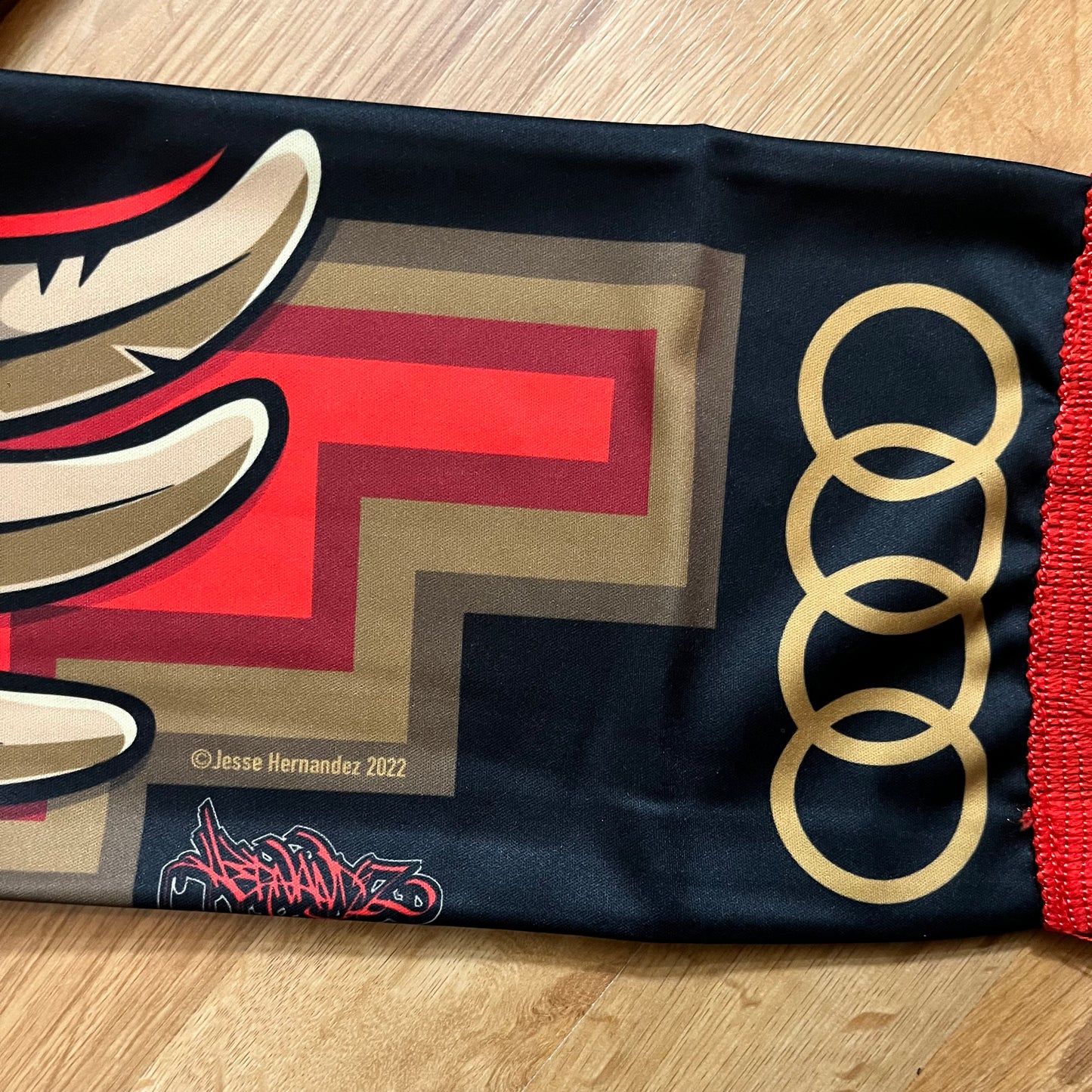 NEW San Jose Earthquakes Fan Scarf Jesse Hernandez Urban Aztec Design Audi Red Black Gold