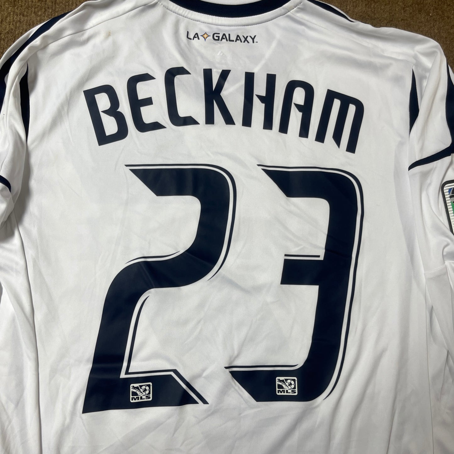 MATCH WORN/ISSUED Los Angeles Galaxy 2012 David Beckham Jersey MLS Home #23 Adidas Size M