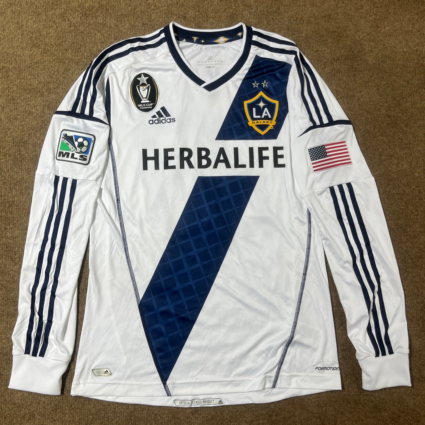 MATCH WORN/ISSUED Los Angeles Galaxy 2012 David Beckham Jersey MLS Home #23 Adidas Size M