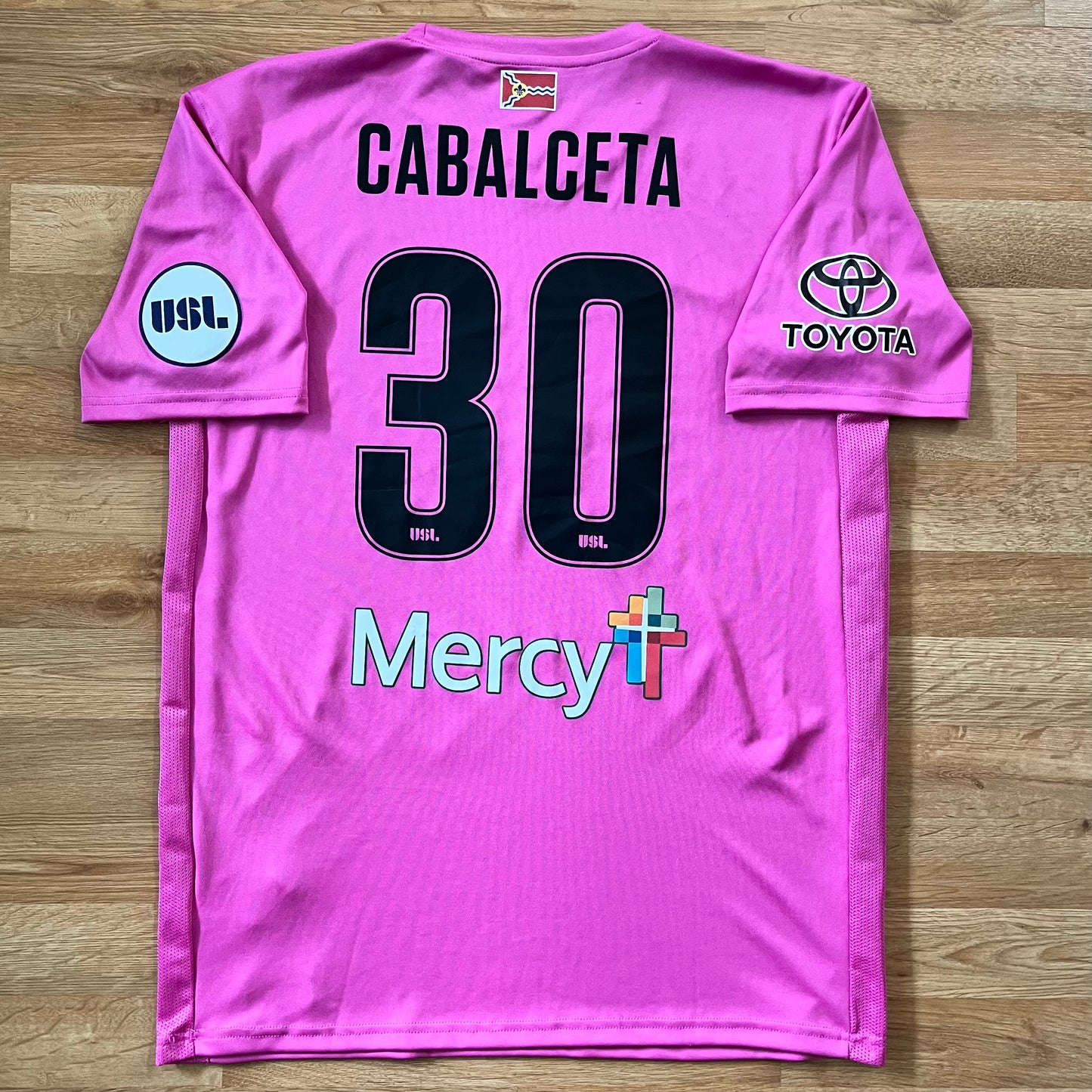MATCH WORN Saint Louis FC 2017 Erick Cabalceta Jersey USL PINK #30 Nike Size M