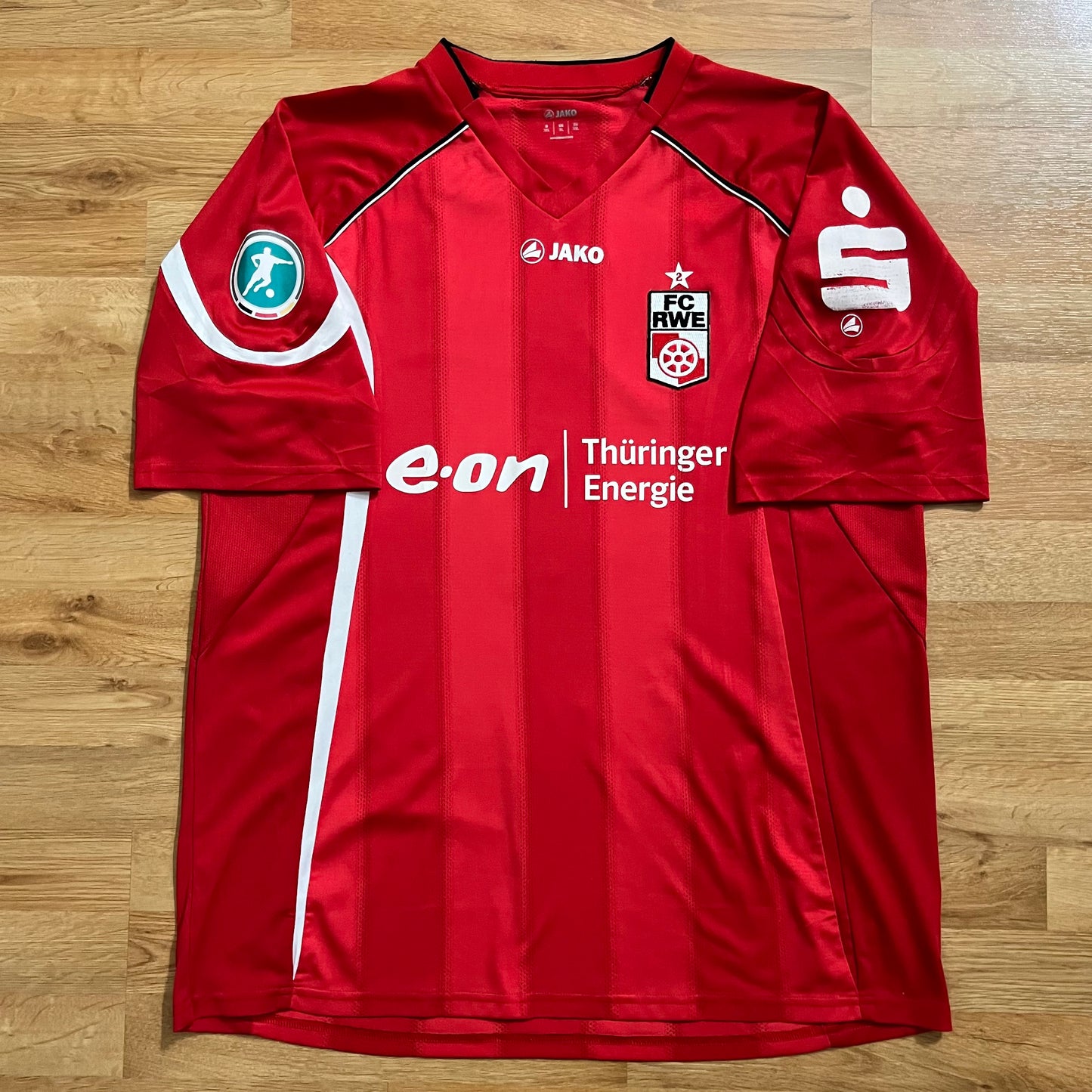 MATCH WORN FC Erfurt 2011-12 Jersey 3. Liga #6 Jako Size XL Cracking