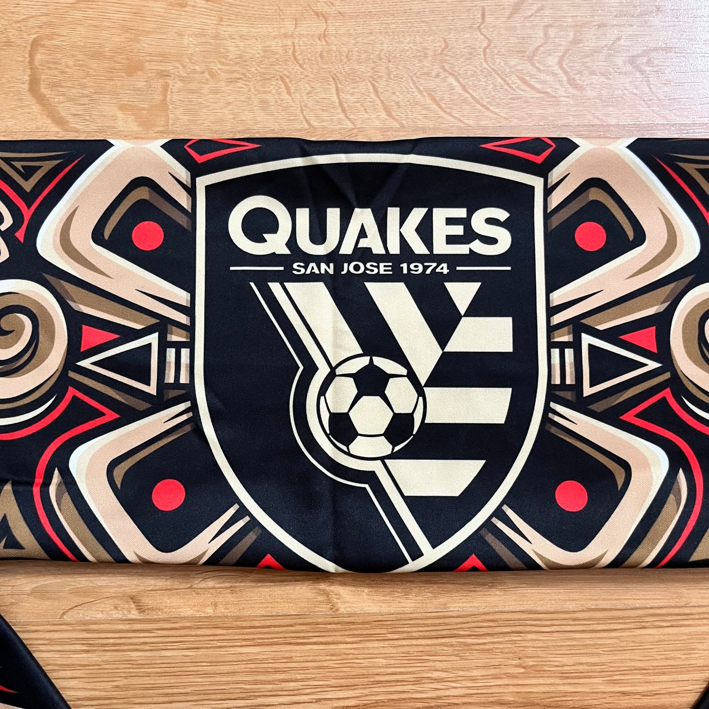 NEW San Jose Earthquakes Fan Scarf Jesse Hernandez Urban Aztec Design Audi Red Black Gold