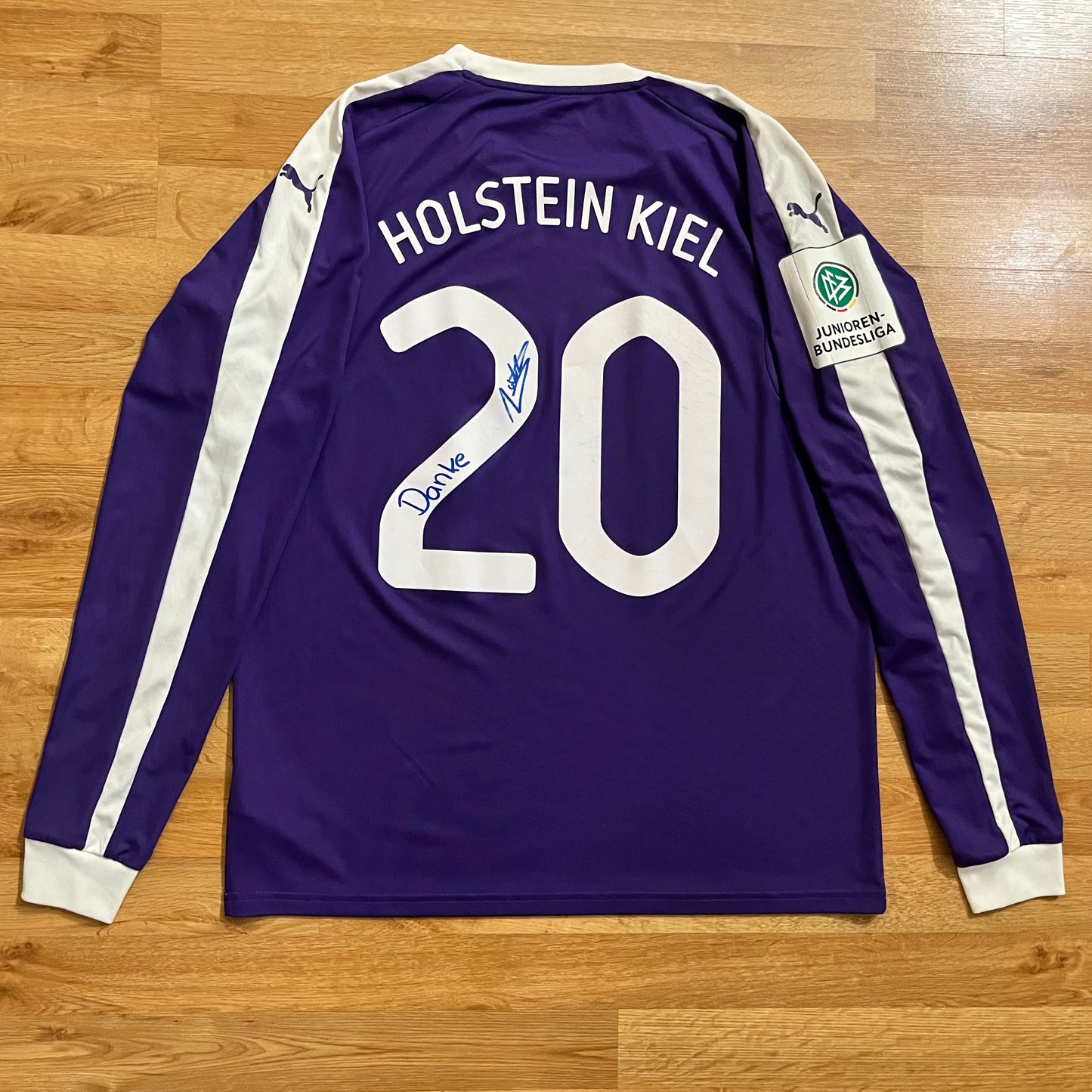MATCH WORN Holstein Keil 2010s Jersey Junioren Bundesliga #20 Puma Size L Autographed