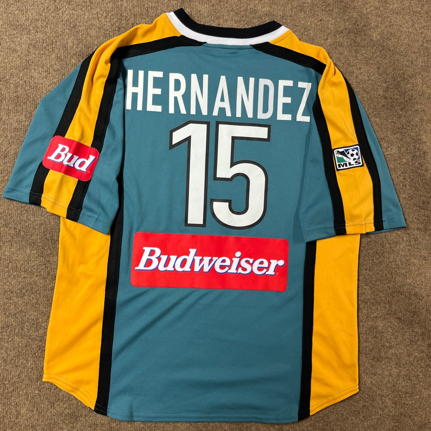 MATCH WORN/ISSUED Los Angeles Galaxy 2000-02 Luis Hernandez Jersey MLS Home #15 Nike Size Large