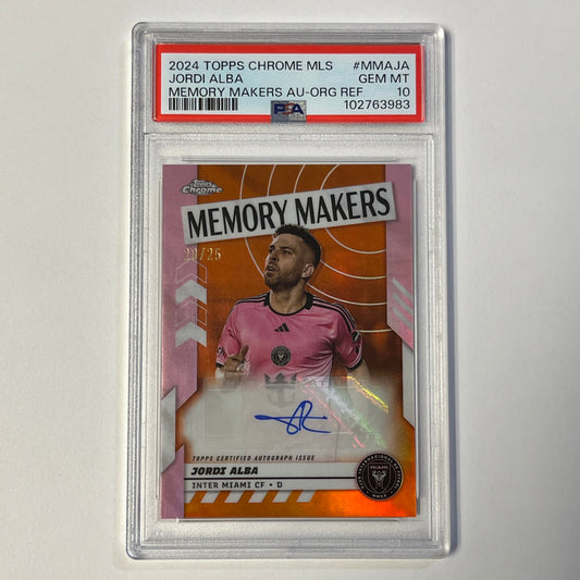 2024 Topps Chrome Jordi Alba Auto Orange 20/25 PSA 10 GEM MT Inter Miami SSP