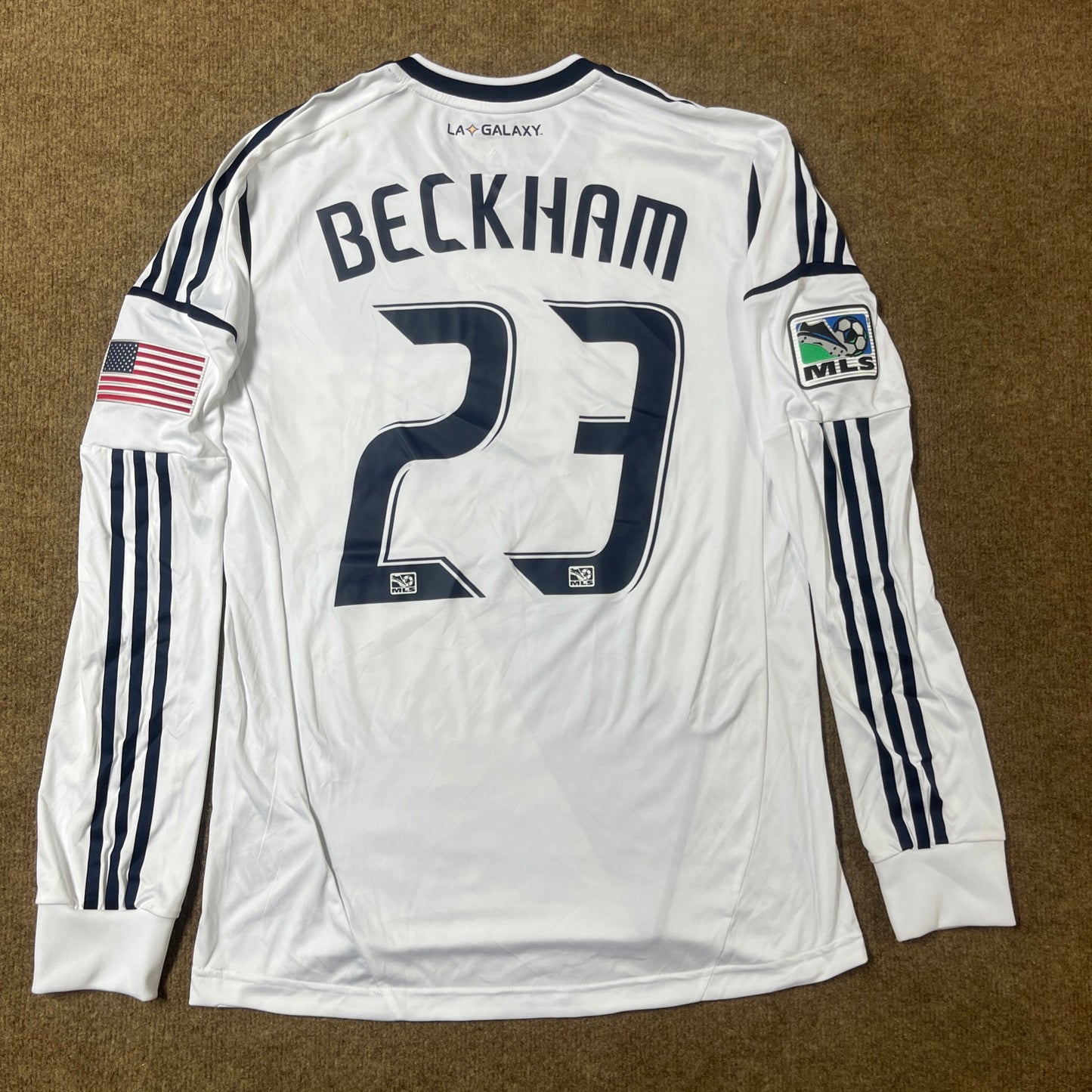 MATCH WORN/ISSUED Los Angeles Galaxy 2012 David Beckham Jersey MLS Home #23 Adidas Size M