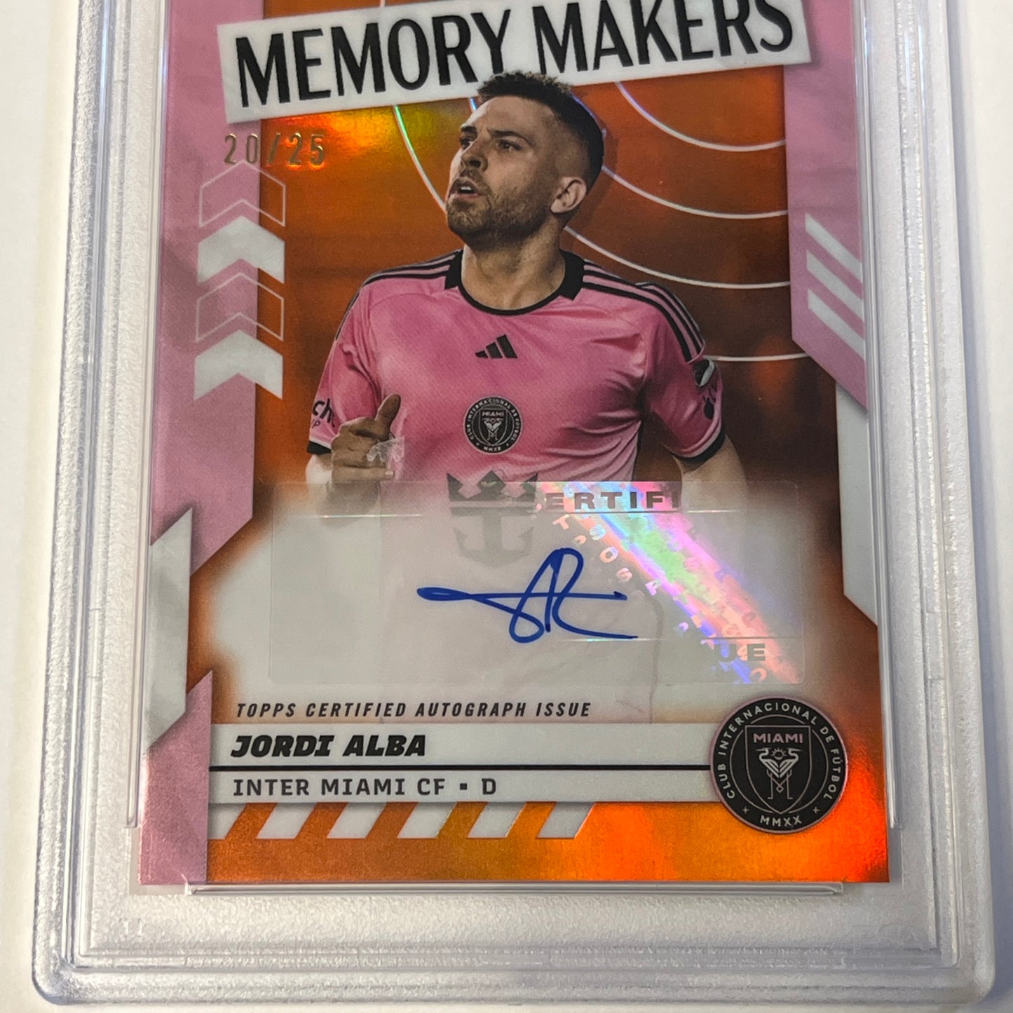 2024 Topps Chrome Jordi Alba Auto Orange 20/25 PSA 10 GEM MT Inter Miami SSP