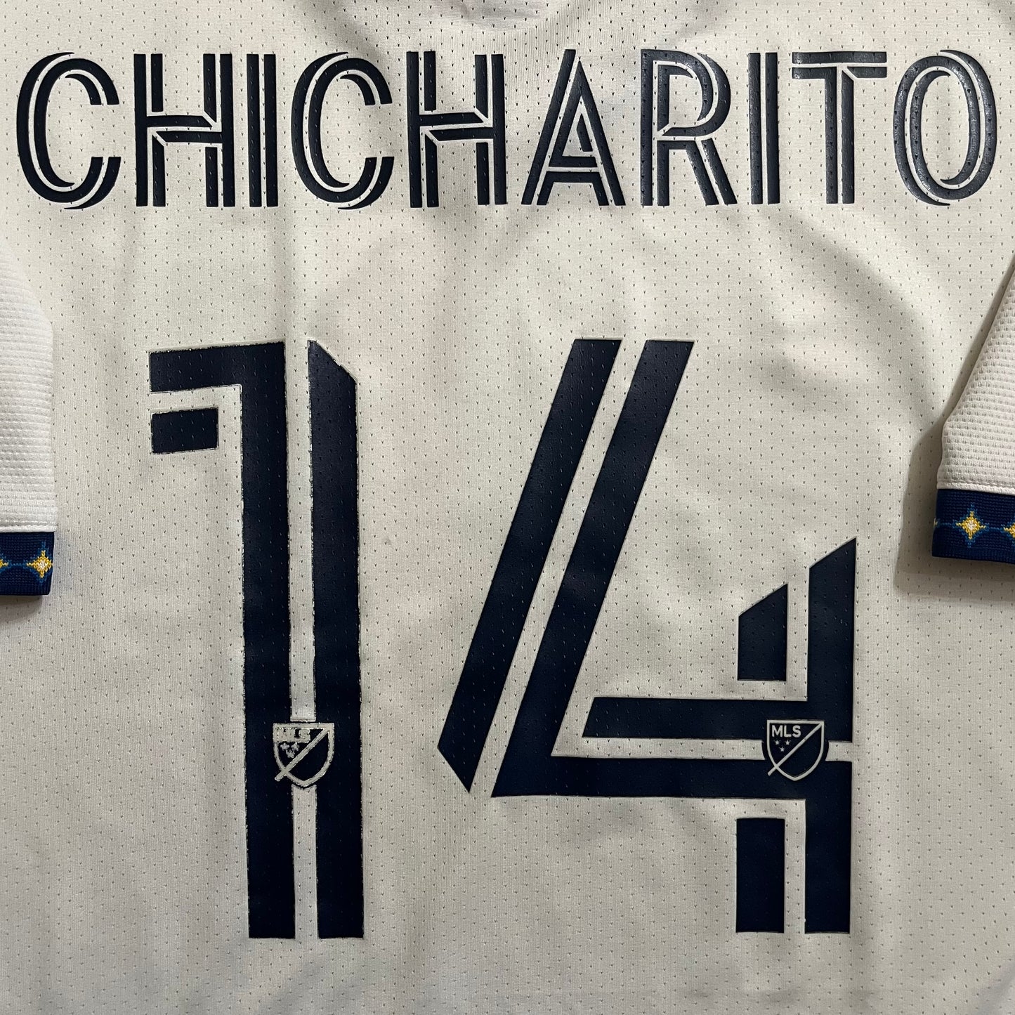 USED Los Angeles Galaxy 2022-23 Authentic Chicharito Jersey MLS Home #14 Adidas Size Large STAINED