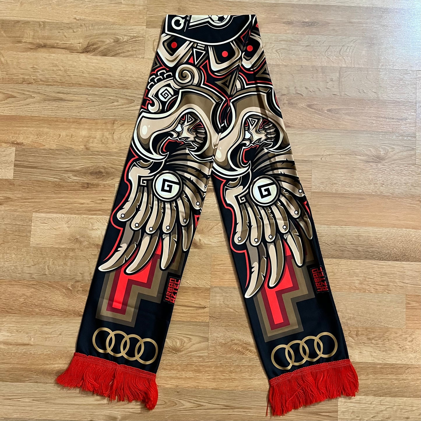 NEW San Jose Earthquakes Fan Scarf Jesse Hernandez Urban Aztec Design Audi Red Black Gold