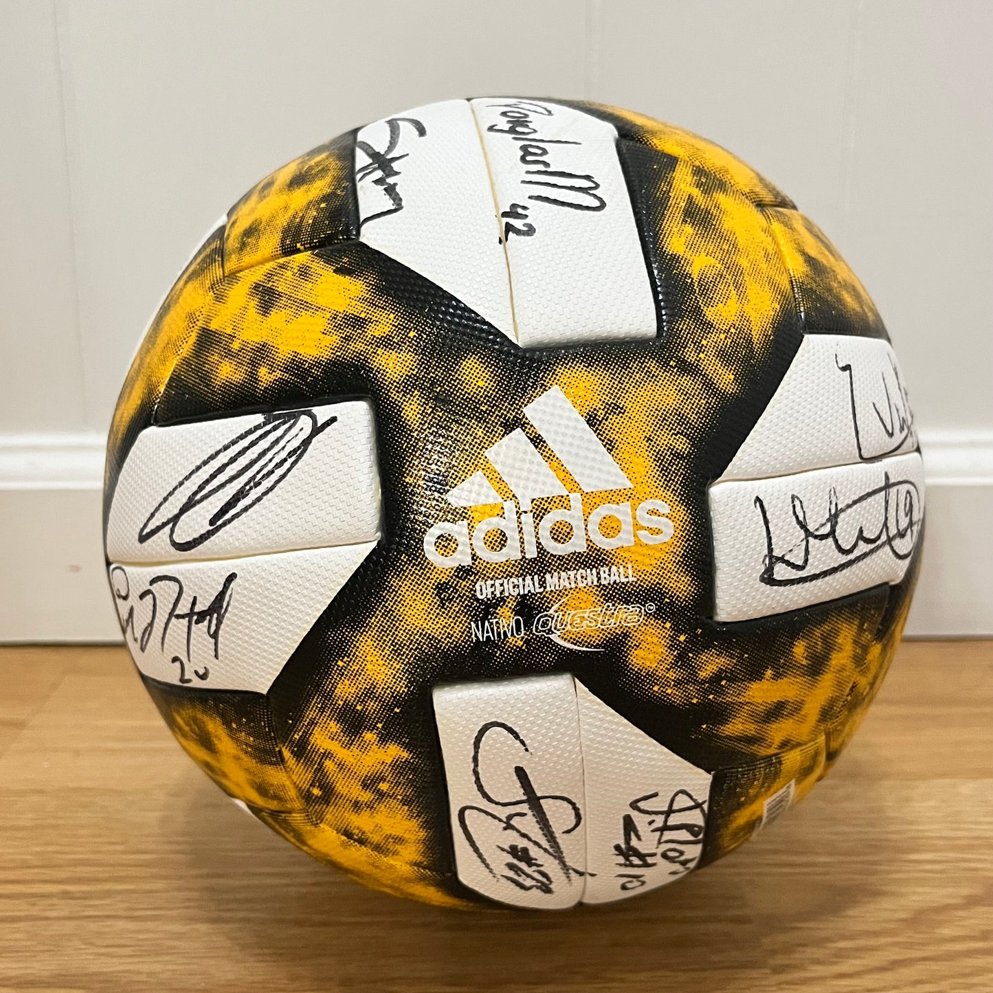 Real Salt Lake 2019 Kick Childhood Cancer Team Signed Soccer Ball Adidas Yellow Fanatics COA MLS Works