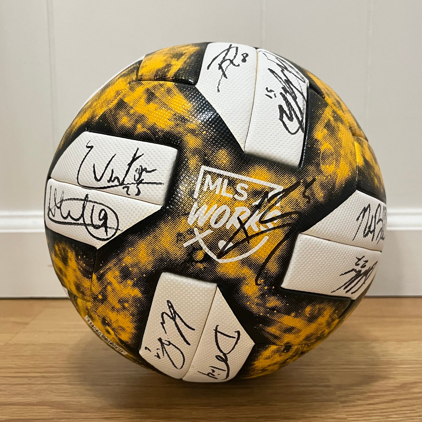 Real Salt Lake 2019 Kick Childhood Cancer Team Signed Soccer Ball Adidas Yellow Fanatics COA MLS Works