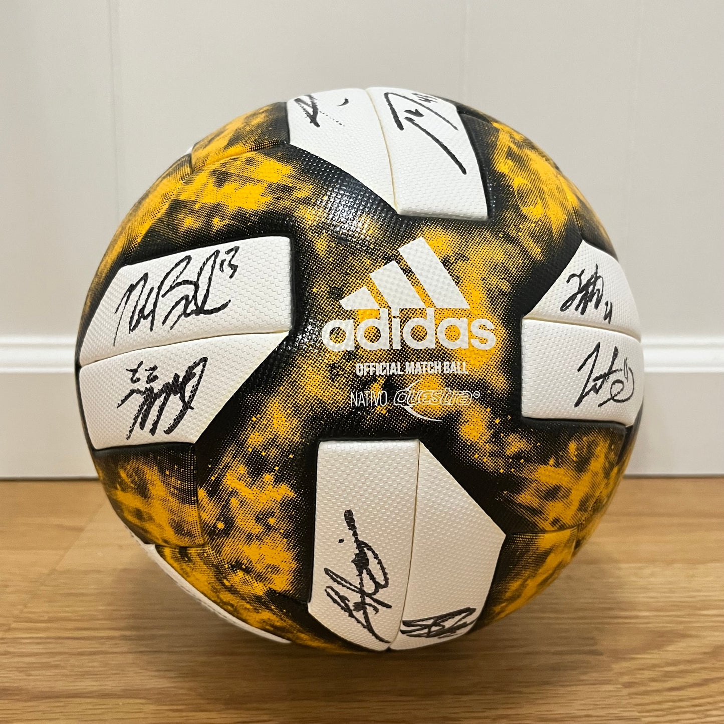 Real Salt Lake 2019 Kick Childhood Cancer Team Signed Soccer Ball Adidas Yellow Fanatics COA MLS Works
