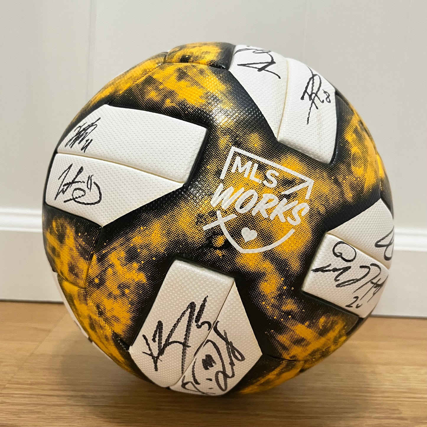 Real Salt Lake 2019 Kick Childhood Cancer Team Signed Soccer Ball Adidas Yellow Fanatics COA MLS Works