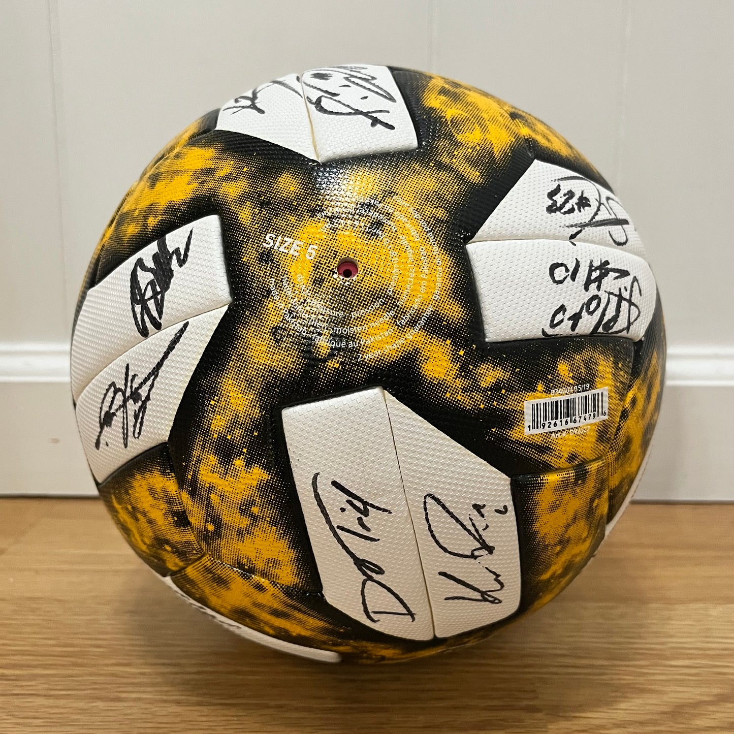 Real Salt Lake 2019 Kick Childhood Cancer Team Signed Soccer Ball Adidas Yellow Fanatics COA MLS Works