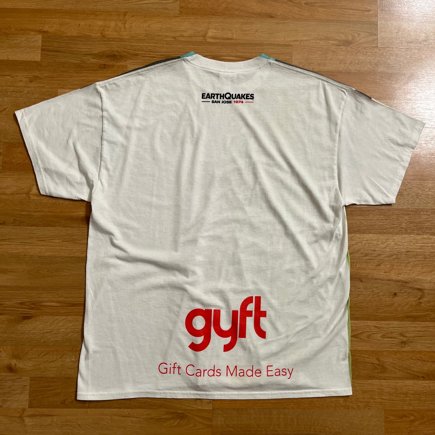 San Jose Earthquakes Throwback Clash T shirt MLS Sz XL Giveaway SGA Soccer Gyft