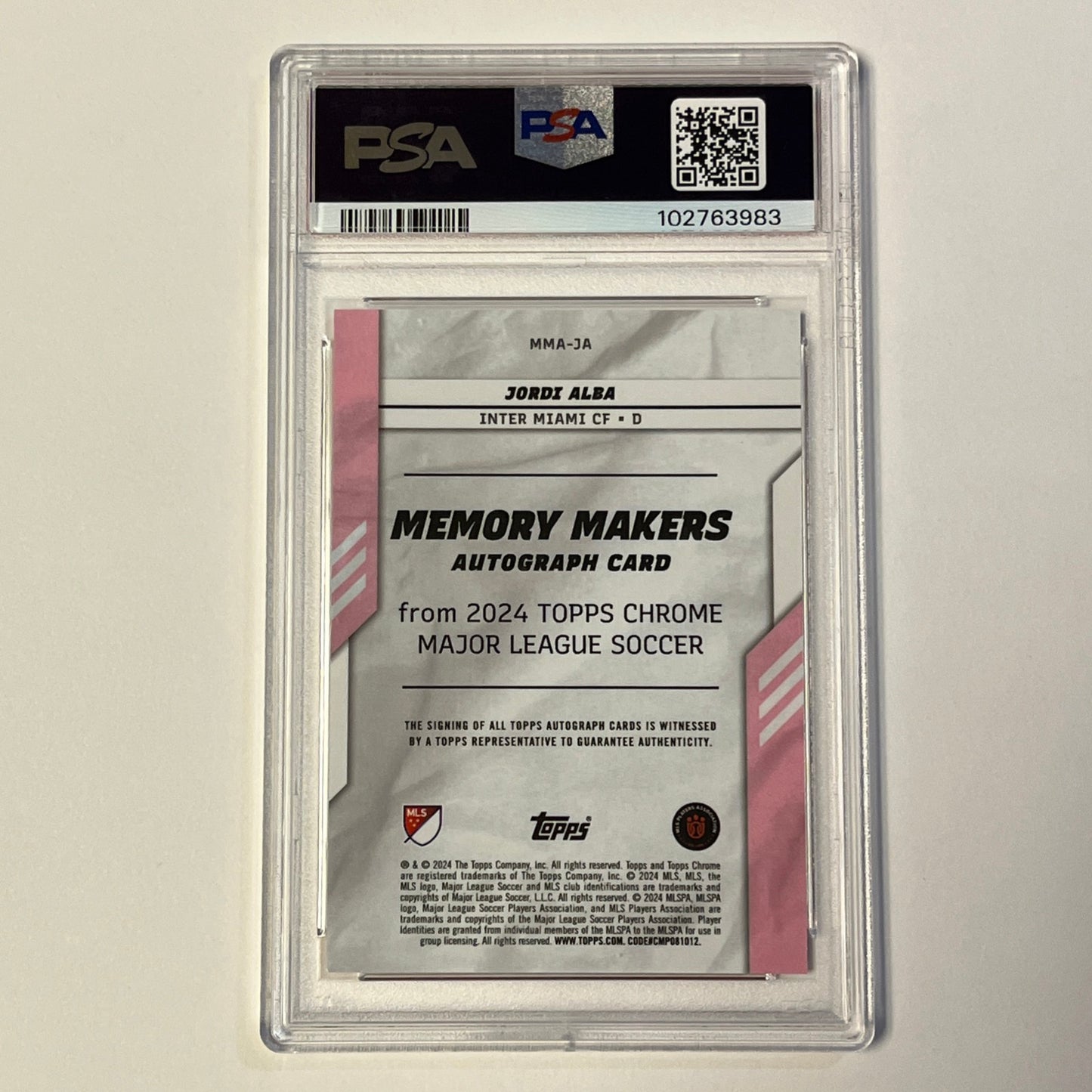 2024 Topps Chrome Jordi Alba Auto Orange 20/25 PSA 10 GEM MT Inter Miami SSP