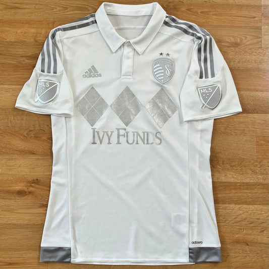 Sporting Kansas City 2015-16 Authentic Jersey MLS Third Adidas Sz Medium Silver