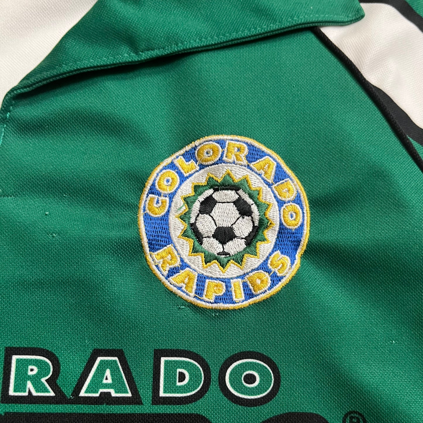 USED Kappa Colorado Rapids 1999-00 Away Soccer Jersey MLS Size S Autographed Flawed