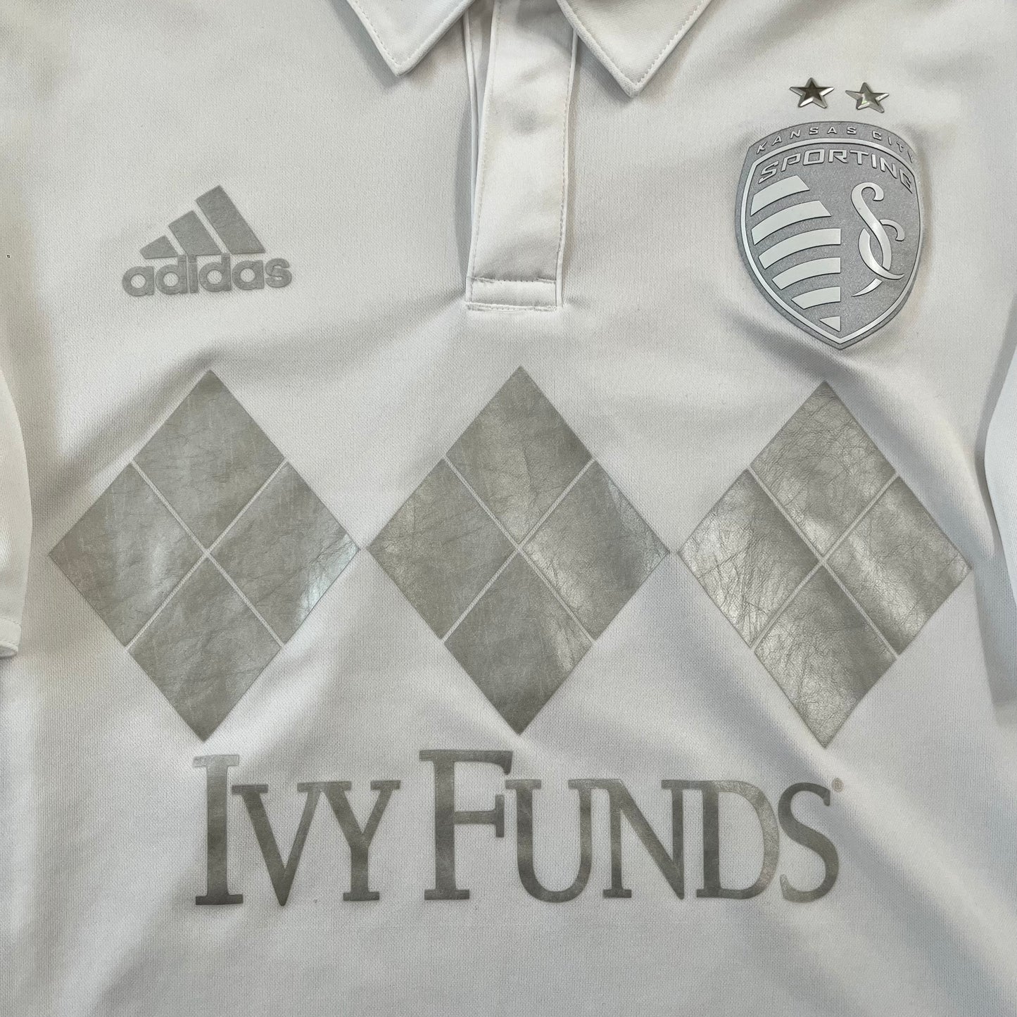 Sporting Kansas City 2015-16 Authentic Jersey MLS Third Adidas Sz Medium Silver